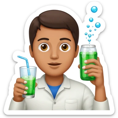 Man popping the pills and drinking sprite sticker