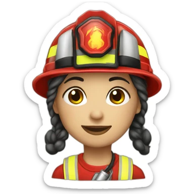 fireman girl white sticker