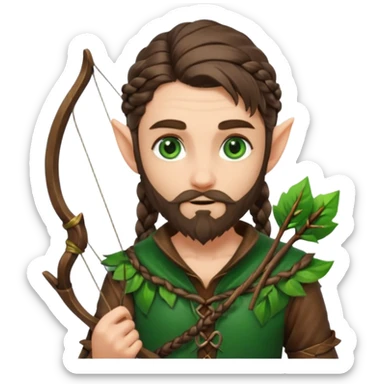 Forest elf with braided beard and bow sticker
