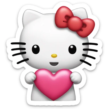 hello kitty with heart sticker