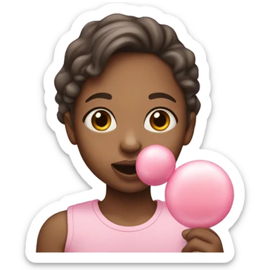 girl eat light pink bubblegum sticker