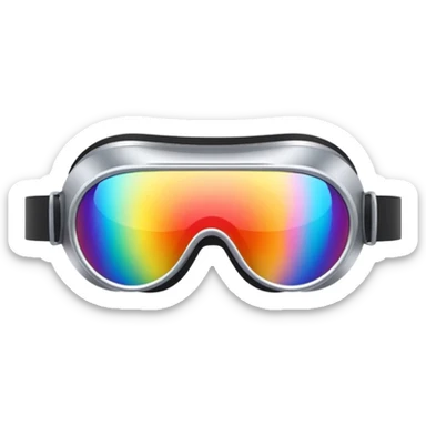 silver simulation rainbow visor goggles sticker