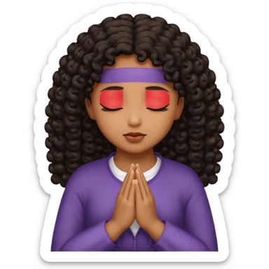 brown girl praying curls black hair and eyes closed sticker