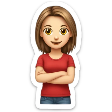 Menina caucasiana de cabelo vermelho longo liso piscando sticker