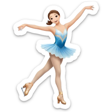 An icon featuring a graceful figure skater performing an elegant spin on a shiny ice rink. The background includes twinkling lights, a snowy winter scene, and cheering fans in the stands. Transparent background highlights the beauty, poise, and artistry of figure skating. sticker