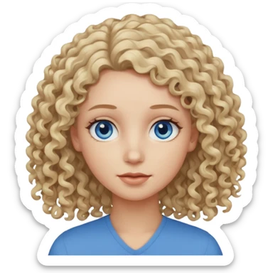 Curly blond blue eyes. Long hair cool beige blond. Longer hair beige ash blonde. sticker