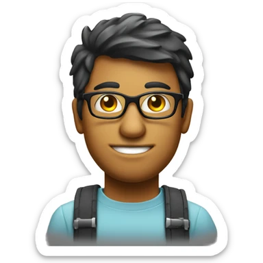Programmer with glasses and computer, portfolio imag sticker