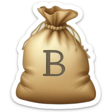 Money bag with letter ₸ in the center of the bag sticker