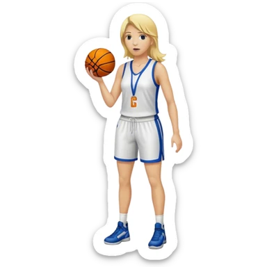 Full Body white female basketball head coach with blonde hair  sticker
