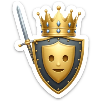 Powerful emoji with only sword, shield and crown sticker