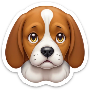 Cinematic Grumpy Beagle Portrait Emoji, Head tilted slightly with a deeply unimpressed expression, featuring a thick tri-color coat of white, brown, and black, large, droopy hazel eyes narrowed into an unamused glare, floppy ears slightly drooping in exasperation, Simplified yet comically expressive features, highly detailed, glowing with a dry, sarcastic glow, high shine, effortlessly judgmental yet dignified, stylized with a touch of cynicism, bright but brooding, soft glowing outline, capturing the essence of an eternally unimpressed yet endearing companion, so lifelike it feels like it could sigh heavily at you in disdain at any moment! sticker