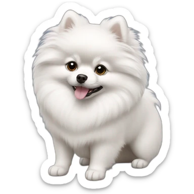 White pomeranian sticker