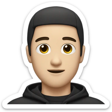 white male with black hair, with a hat wearing a tracksuit holdin black cat like a baby in arms sticker