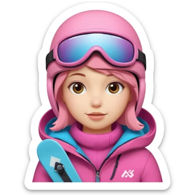 A snowboarder girl in a pink kosume sticker