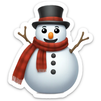 snowman with  scarf around his neck and pot on his head sticker