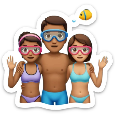 familia con gafas de snorkel sticker