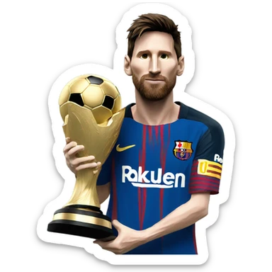 Messi holding soccer trophy 🏆 sticker