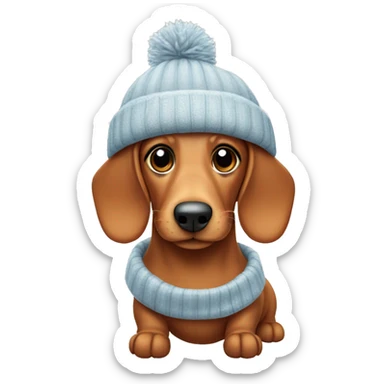 Cute Sausage Dog with a winter hat sticker