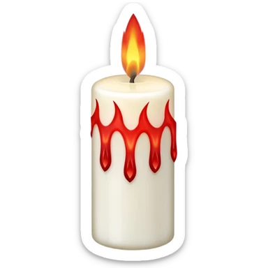 white candle with a red flame sticker