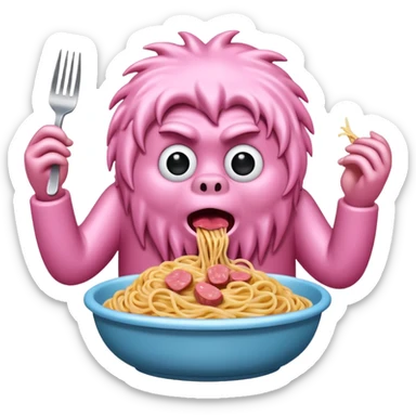 pink yeti eat spam spaghetti  sticker