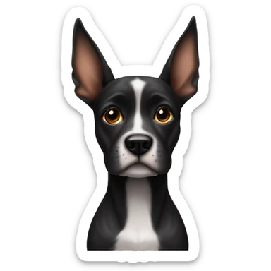 Black Brindle dog with big pointy ears and a white snout  sticker