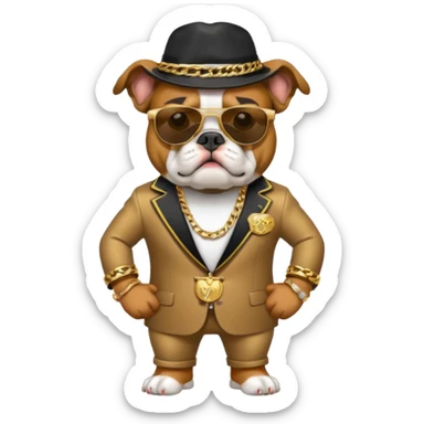 Bulldog in pimp outfit sticker