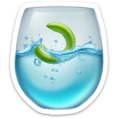 Sparkling splashing clear water in a clear glass  sticker