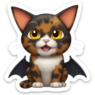 Tortoiseshell cat wearing bat wings sticker