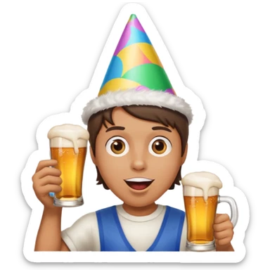 beer clink emoji combined with face puffing emoji sticker