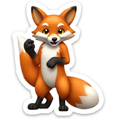 the fox waves its paw sticker