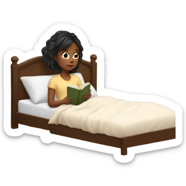 girl reading book in bed sticker