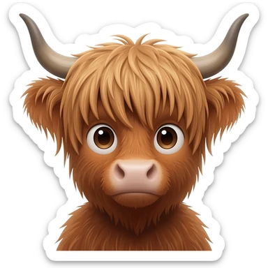 highland cow humanisation femboy with messy light brown bangs covering the eyes sticker