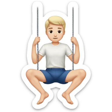 A guy swinging his legs with his hands on his chin sticker