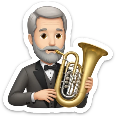 große Tuba, von gltzköpfigen graubärtigem Mann gespielt sticker