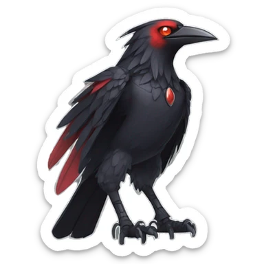 cool edgy black punk red nargacuga-crow-raven-cat-animal hybrid Fakemon collar full body sticker