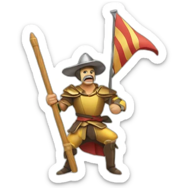 quijote lucha con molino de viento sticker
