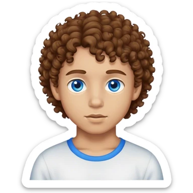 light skin boy with brown curly hair and blue eyes  sticker
