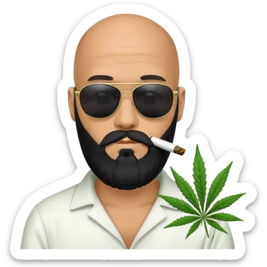 bald guy with a great black beard and matrix sunglasses smoking weed sticker