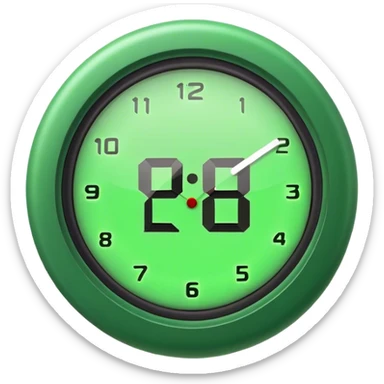 Digital clock with a green text sticker