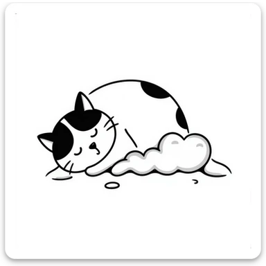 A sleepy cat curled up in a ball sticker