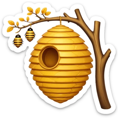 A beehive hanging in a branch sticker