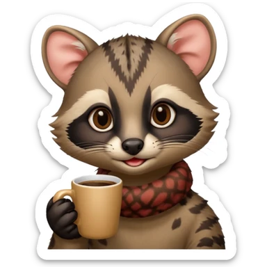 civet is drinking coffee sticker