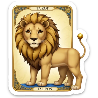 Tarot Card with a lion on it  sticker