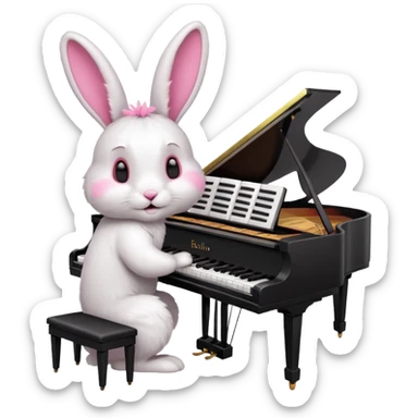 rabbit playing piano sticker
