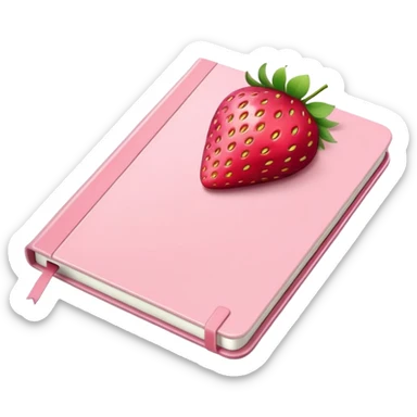 pastel pink colored notebook with strawberry on the cover  sticker