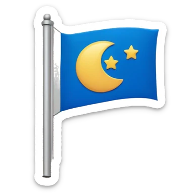 blue flag with a halfmoon and a star sticker