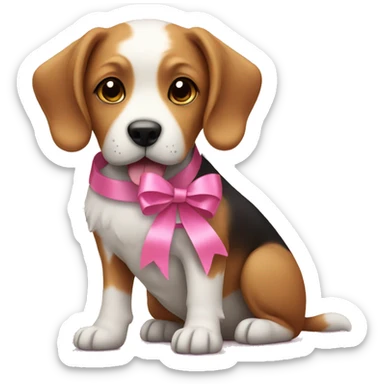 Dog with pink ribbon sticker