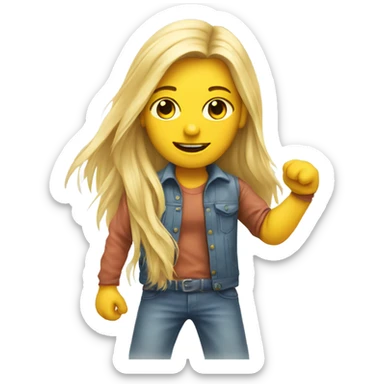 Long haired blonde builder on a skateboard sticker