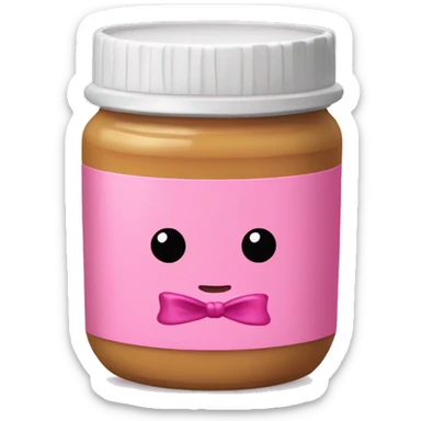 Peanut butter jar with pink bow on it sticker