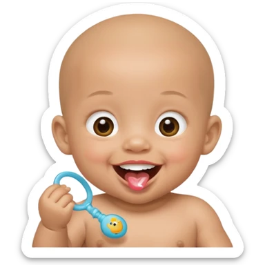 Bébé qui rigole métisse avec une tetine sticker